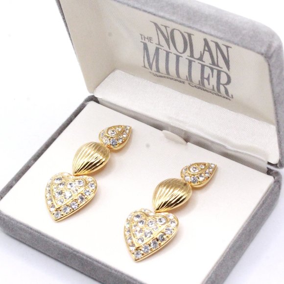 Nolan Miller NOS With Box Pave´Rhinestones Long Dangle Earrings - Picture 5 of 8